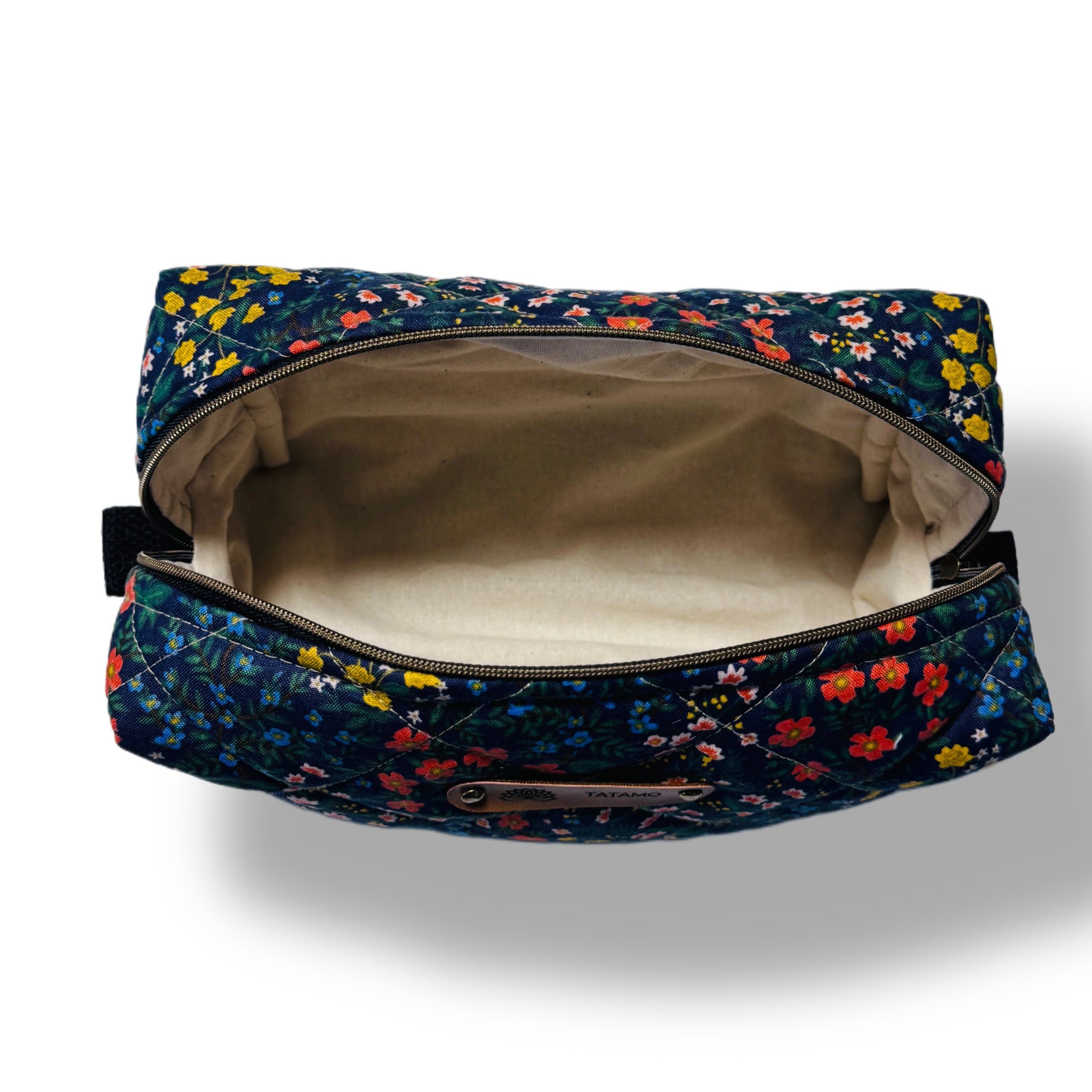 La trousse de voyage Jardin de minuit ouvert - interieur écru en coton 